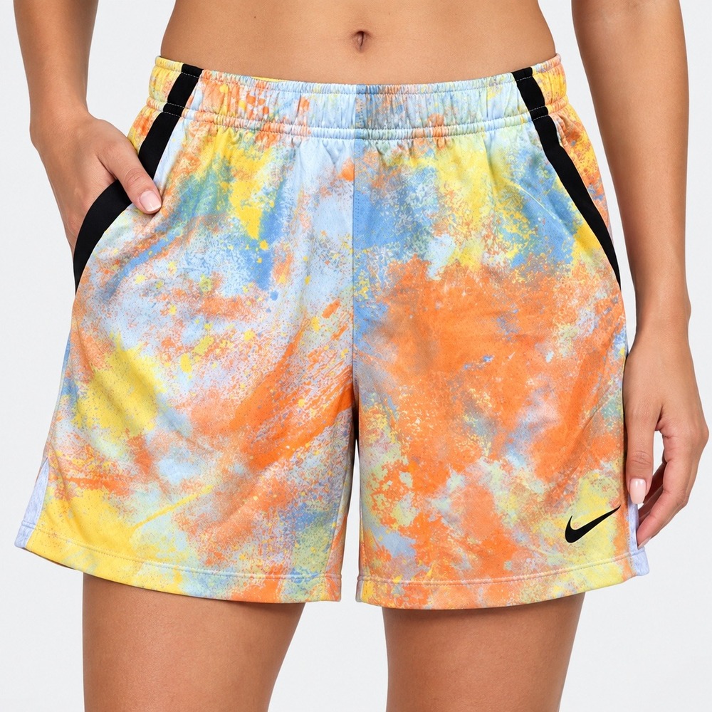 Nike Dri-FIT Mens Orange Yellow Tie Dye Paint Splatter Basketball Shorts Medium